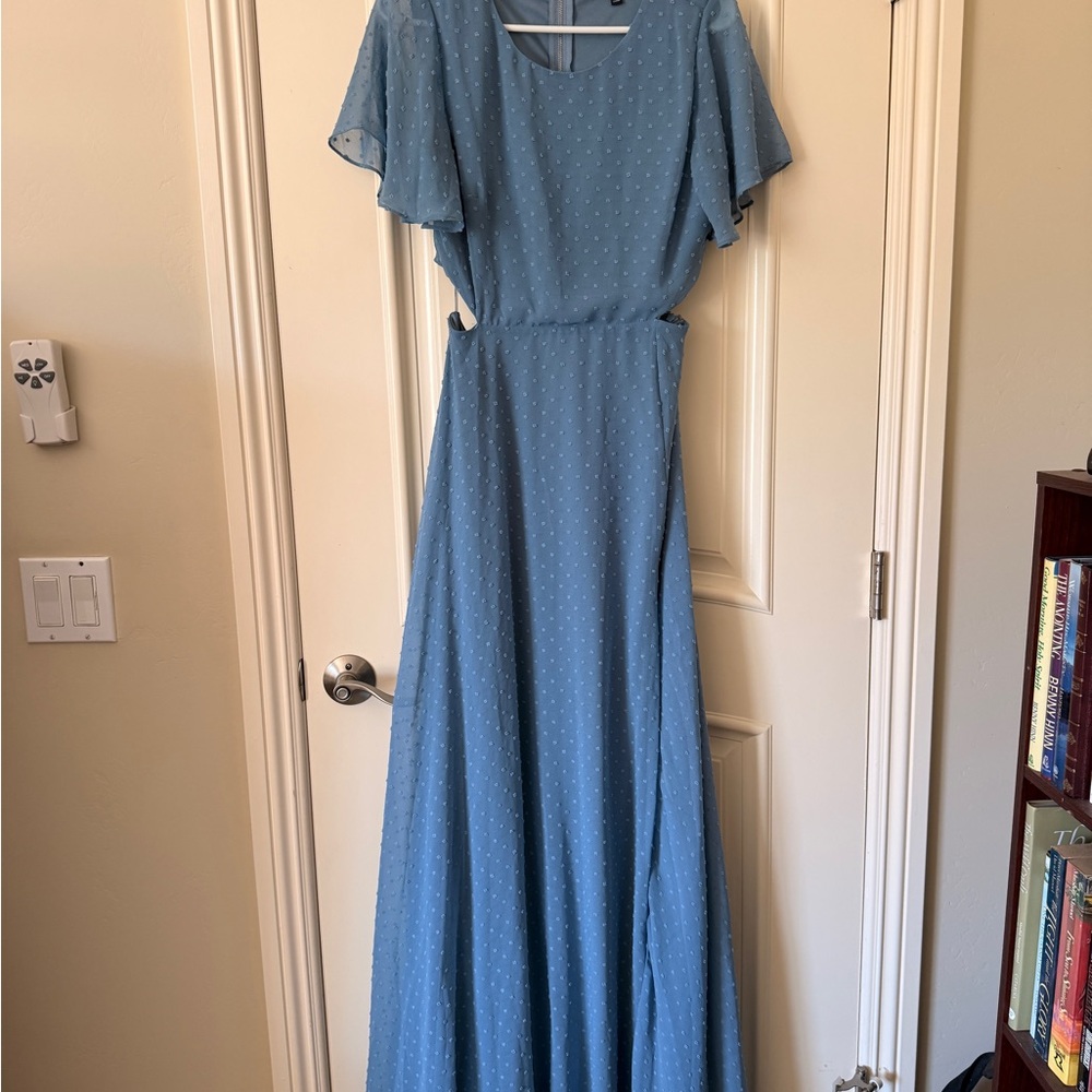 Lulus Light Blue Flutter Sleeve Maxi Dress
